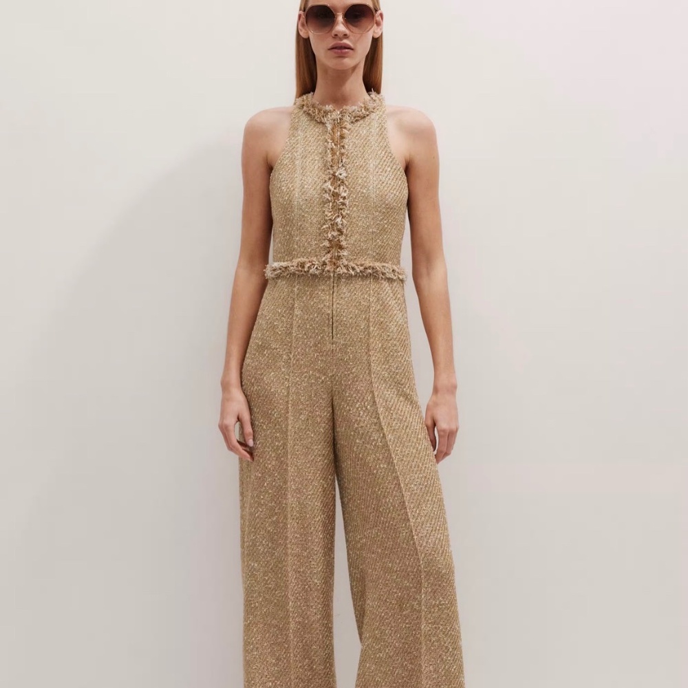 Me+Em Gold Tweed jumpsuit